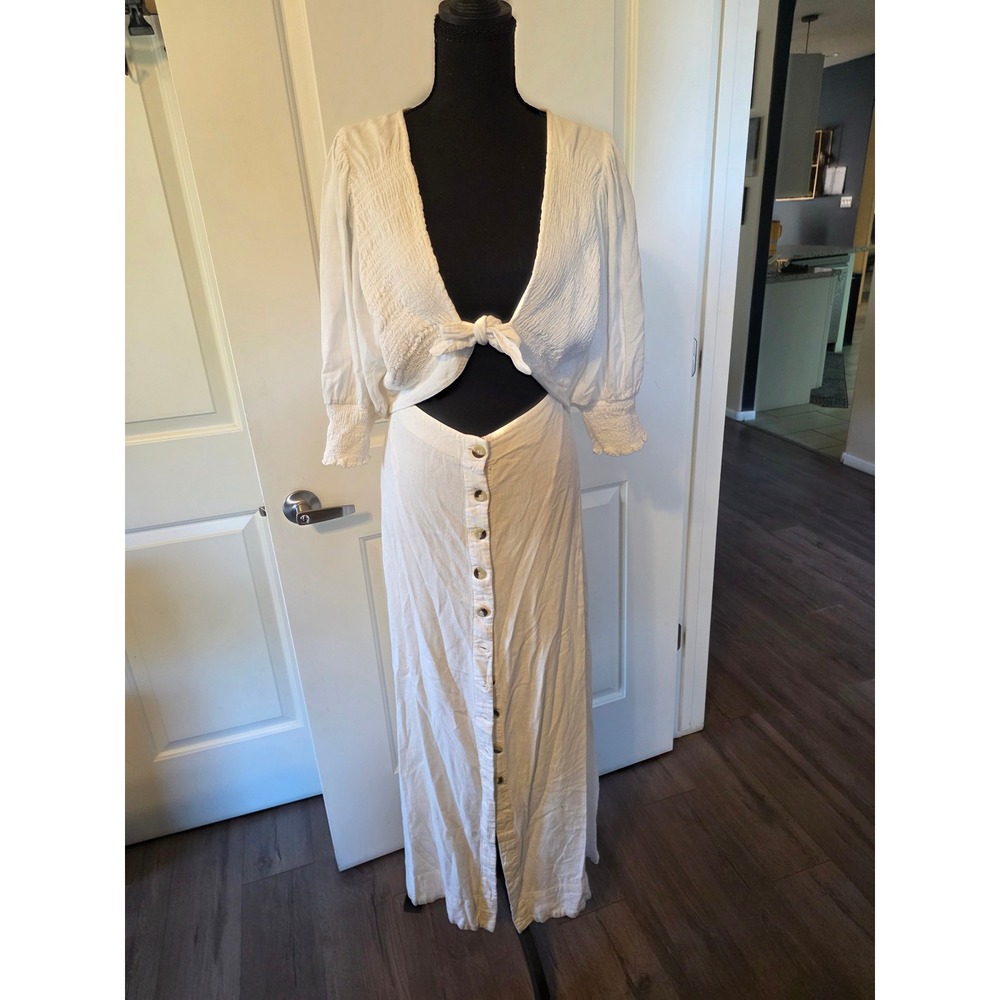 Free People size Medium white dress, smocked sleeves, smocked back.